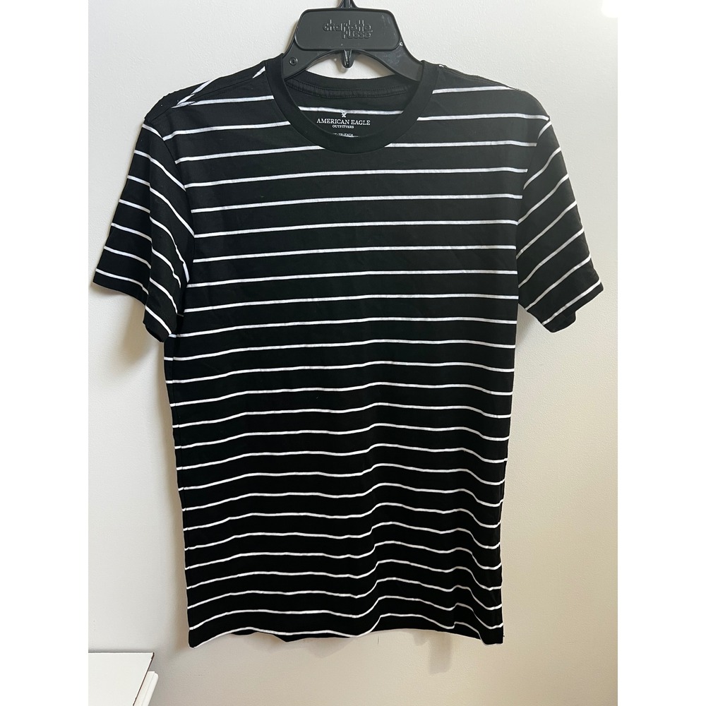 American Eagle Outfitters Black White Stripe T Shirt Tee XS NWOT